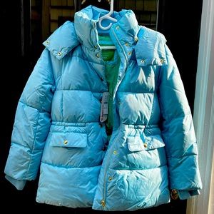 Gorgeous sky blue warm puffer jacket from J Crew NWT!! Petite medium